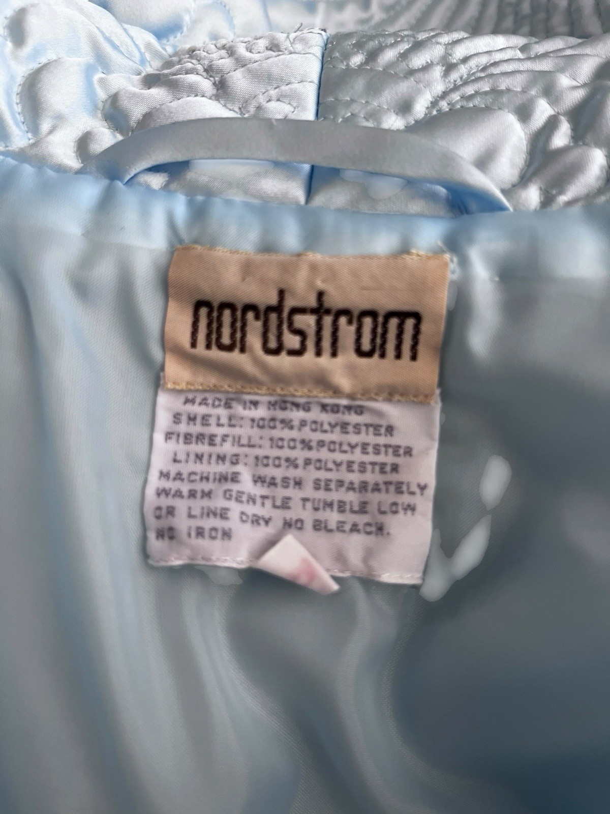 Vintage Satin Nordstrom Quilted Robe Powder Blue Housecoat Dressing Gown Large