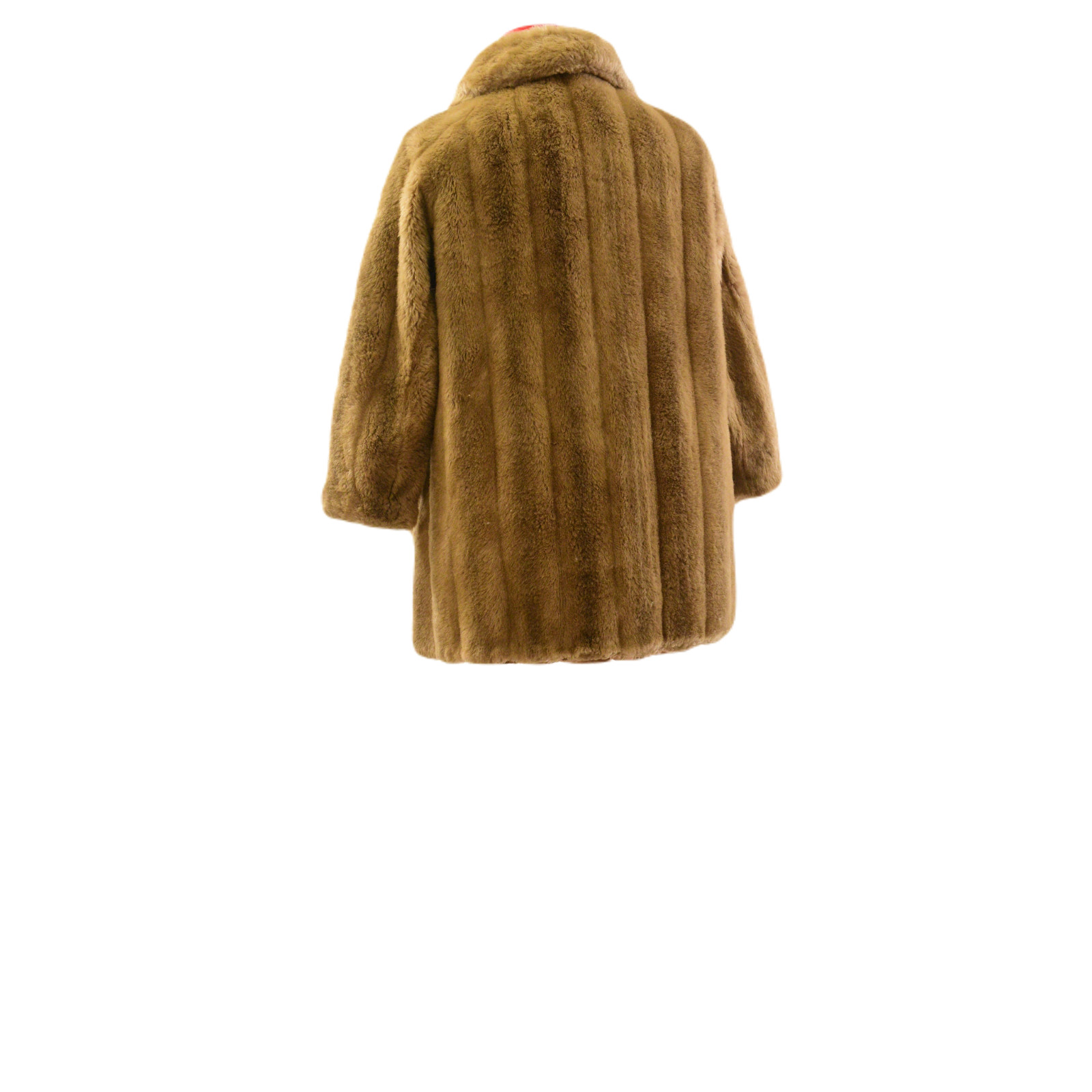 50s Vintage Faux Fur Coat For Women Size 14 Grandella By Sportowne Tan Hippy Coa