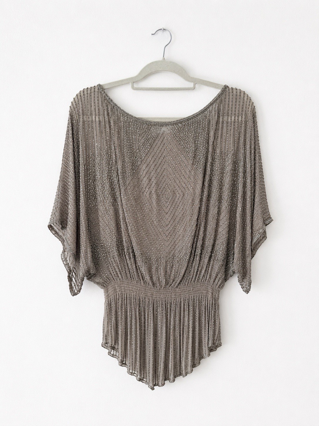 Vintage Parker 100% Silk Beaded Blouse Top – Art Deco Glam Size M