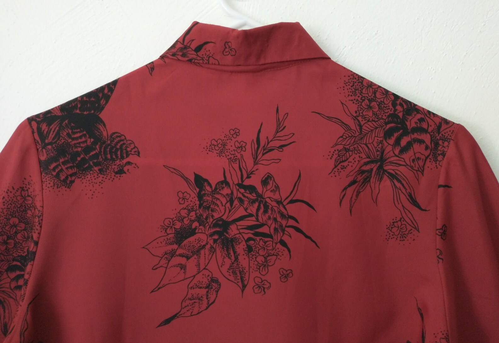 VTG Alex Colman Floral Leaves Palm Shirt Button Womens 70’s Sz 8 Red Old Money