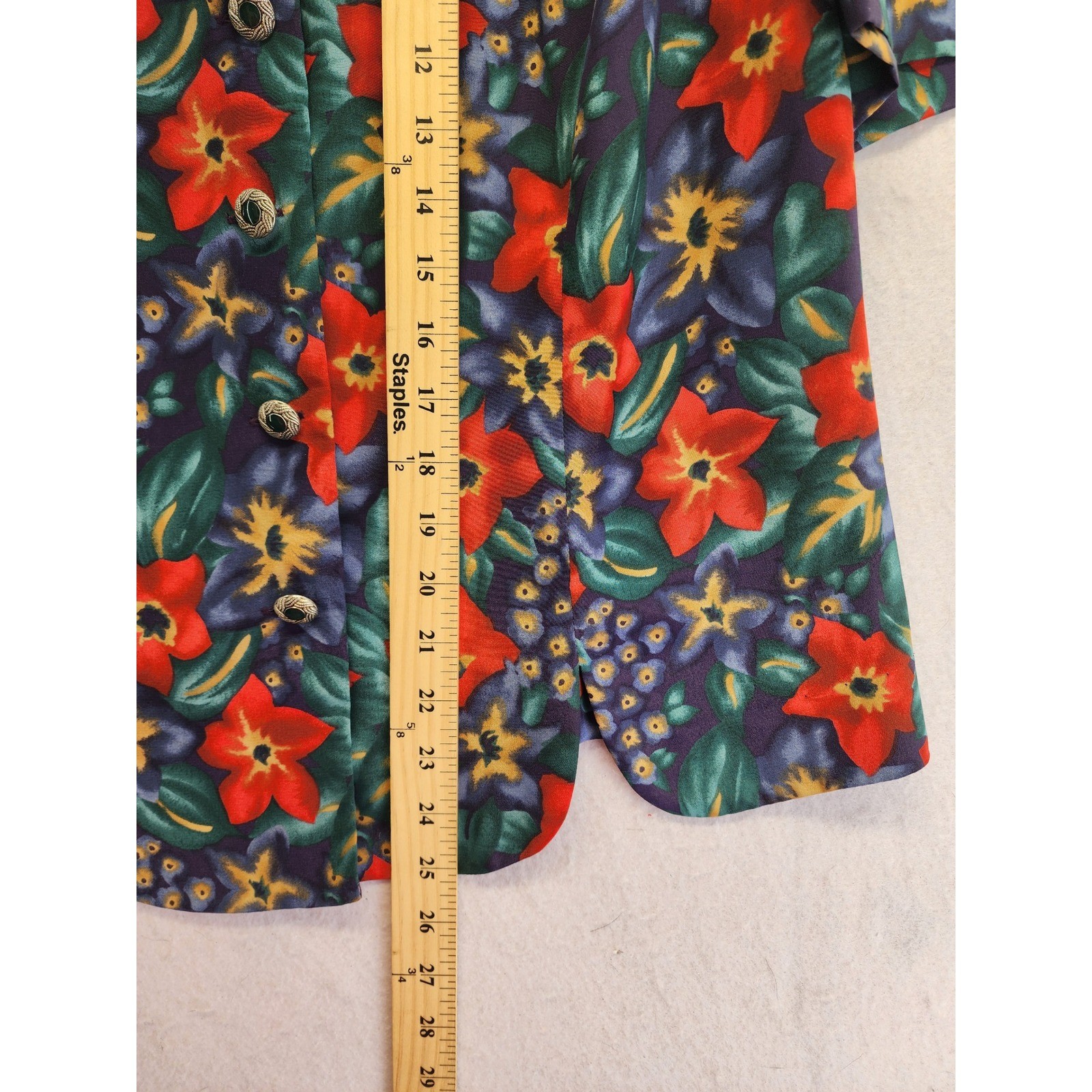 Leslie Fay Vintage Floral Pleated Skirt and Button Front Top Set 14/16WP