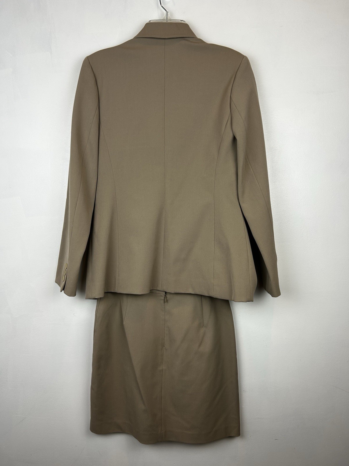 Vintage Skirt Suit Set Women 2 Mini Beige Blazer Stretch Capsule Minimalist