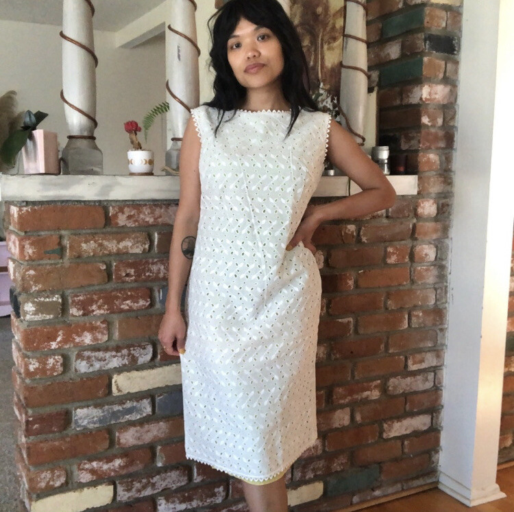 Vintage Deadstock 1960s Lacy Embroidered Eyelet Mod Shift Zacuto Dress