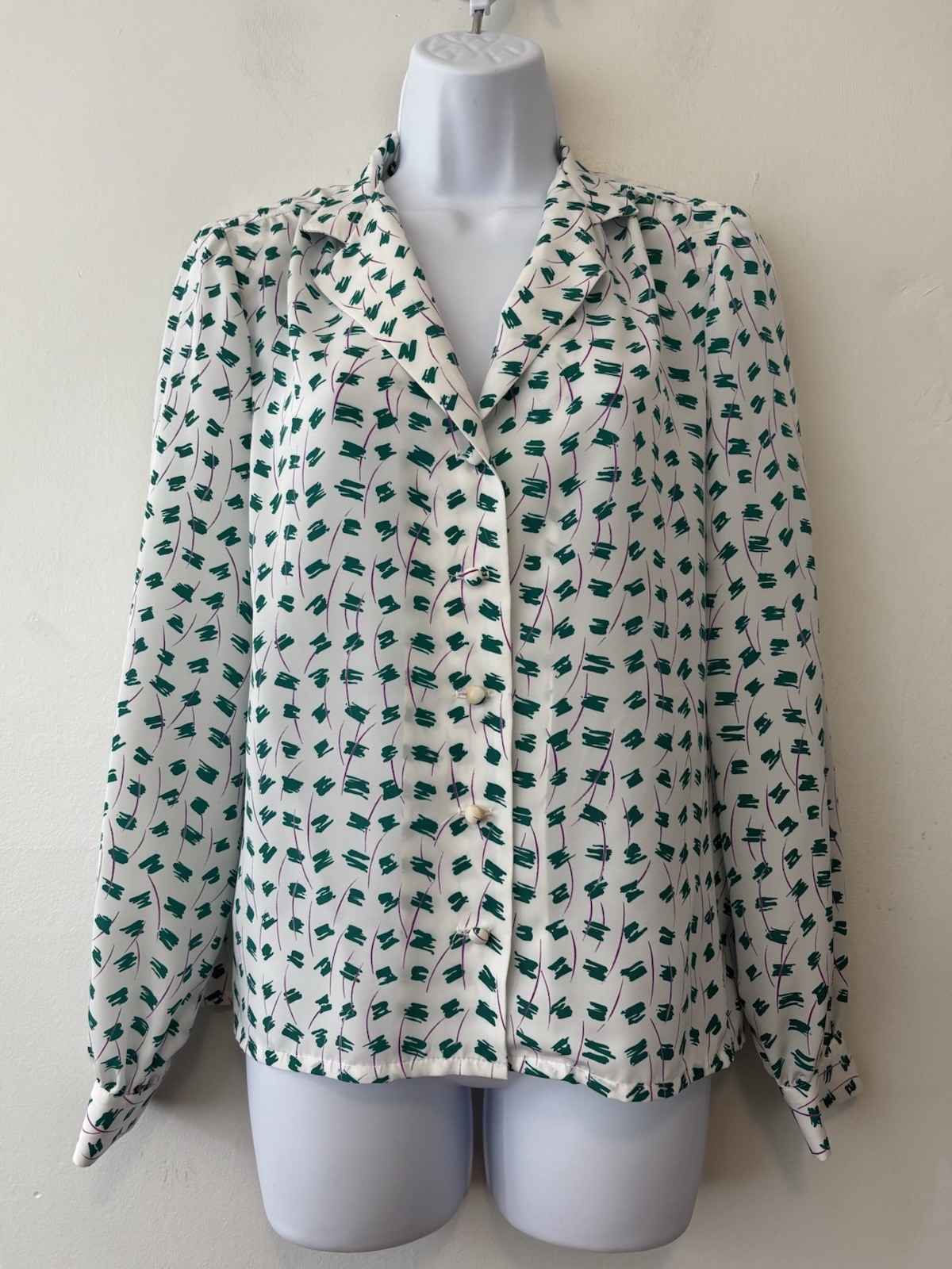 Vintage Young Traditions Blouse Skirt Set Women Small Medium Green Purple 80s