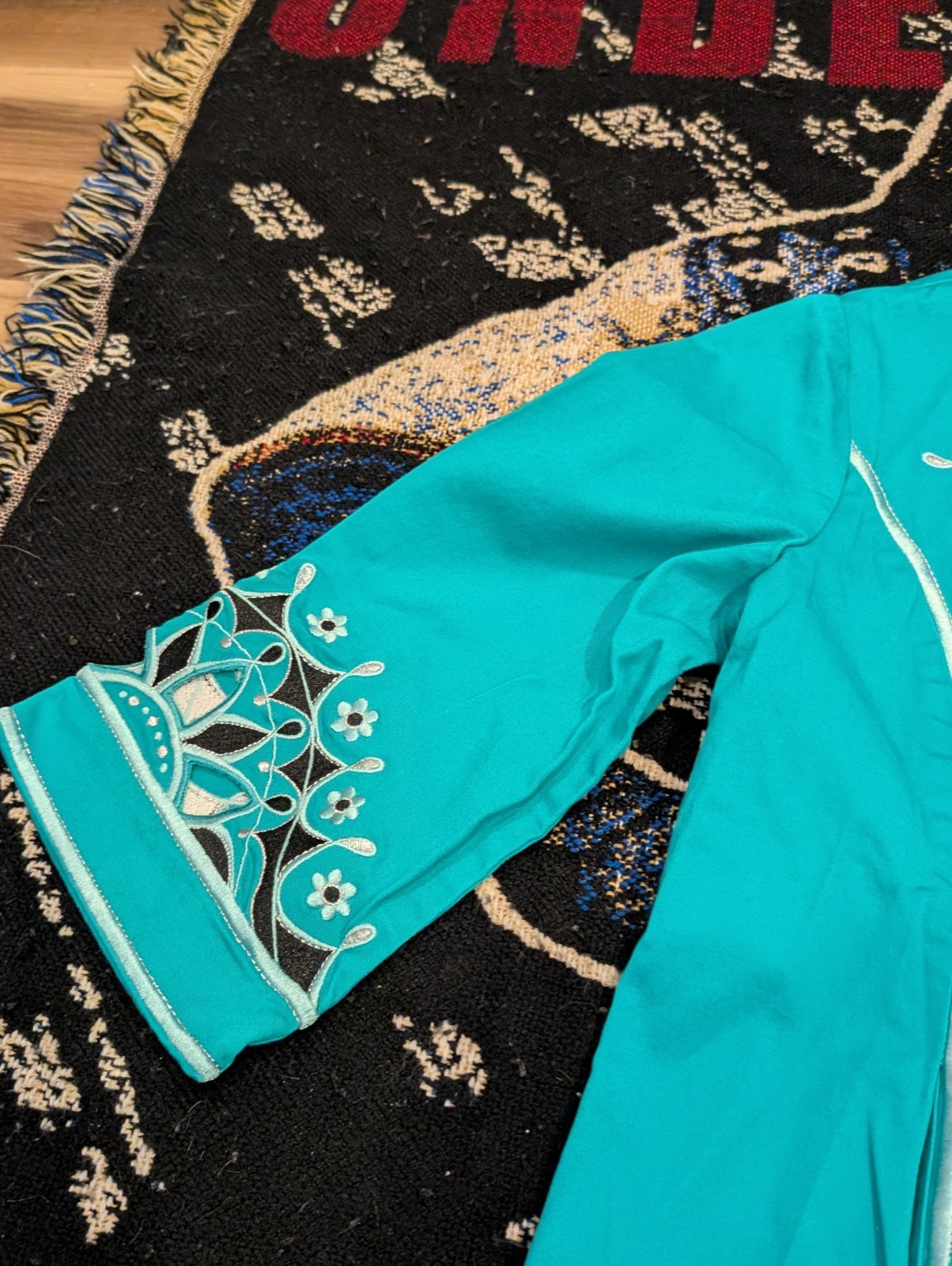 Vtg 90s Sz XS Jacket Coat Bob Mackie Wearable Art Western Turquoise