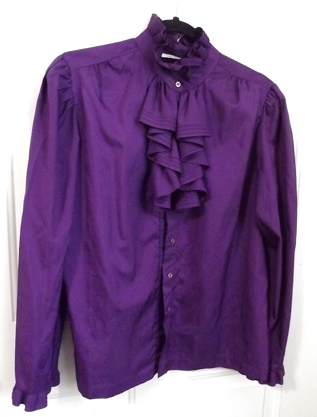 Vintage 1980s RHODA LEE Purple ruffled womens blouse Medium 8-10