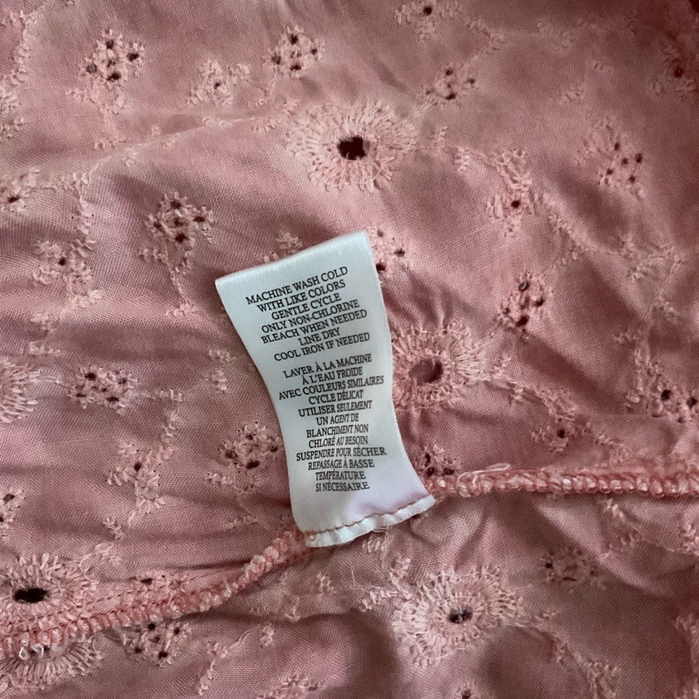 Como Vintage Eyelet Lace Ruffle Trim Top Size Large Pink