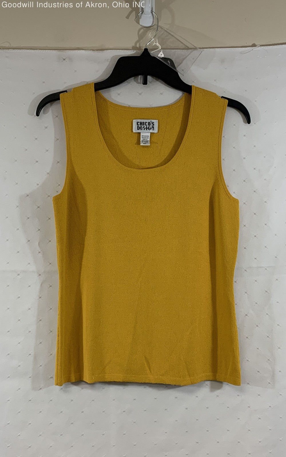 Vintage 90s Chicos Design Gold Mustard Knit Ribbed Tank Top Womens Size 1 M