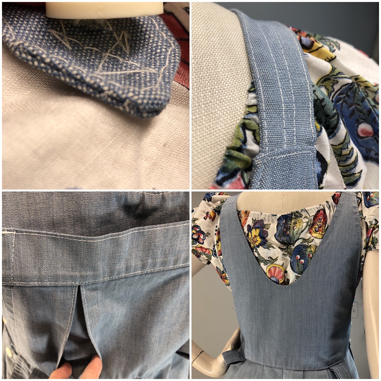 Vtg 70s Denim Jumpsuit Chambray Overalls Gauchos duz 40s Wide Leg M M-L 31 waist