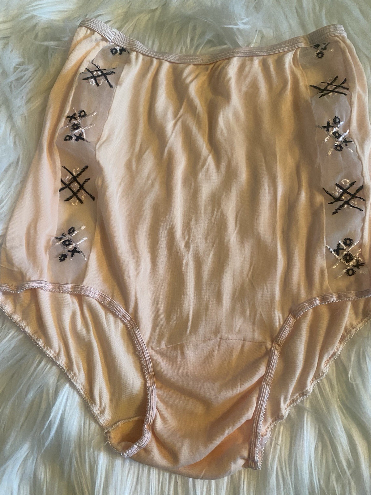 Vintage Stunning 50’s nylon panties Granny High Waist Nylon Underwear Size 6
