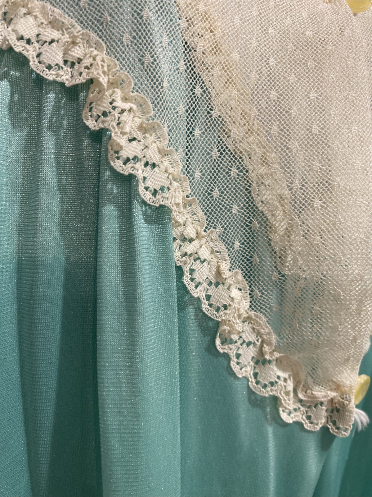 STARDUST VTG Intimate Lingerie Nightgown Robe Ensemble Laced Size M Mint Green