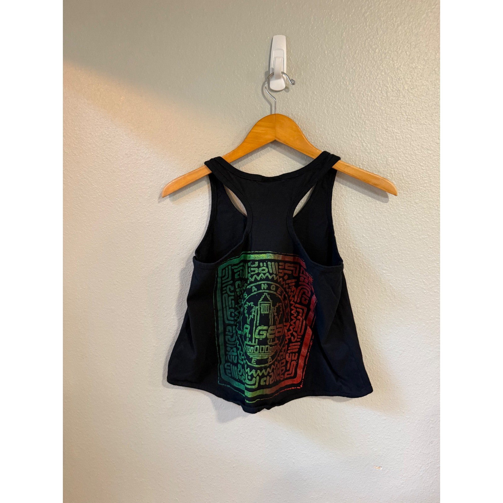 L.A. Gear Tank Top Women Medium Vintage 90s Graphic Racerback Black Made in USA
