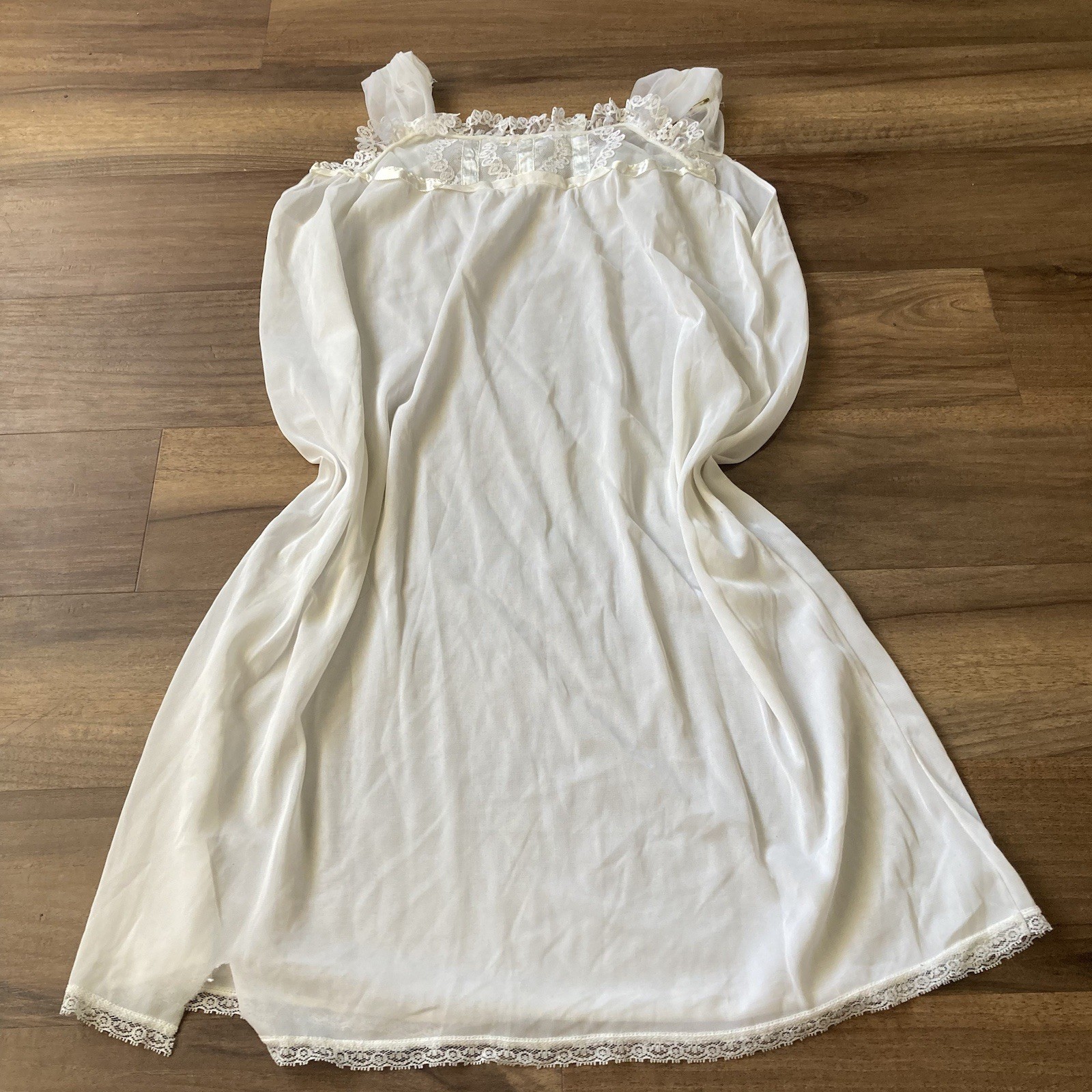 Vintage 60s Babydoll Mini Dress Night Gown Sz Medium. Lace Coquette
