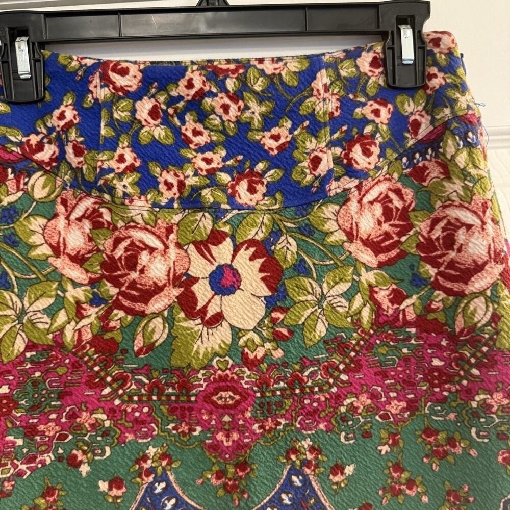 Anthropologie Maeve Skirt Sz 2 Textured Pencil Floral Career Summer Boho Vibrant