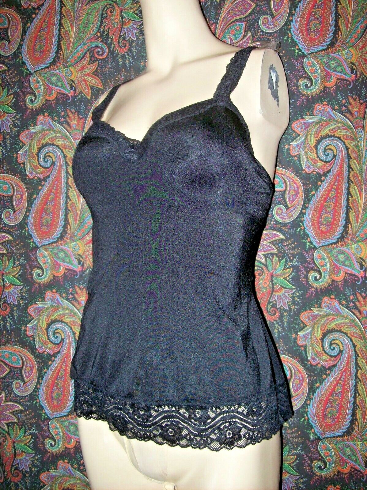 VTG Ambrielle Black Bra Top Slimmer Camisole Shaping Girdle L