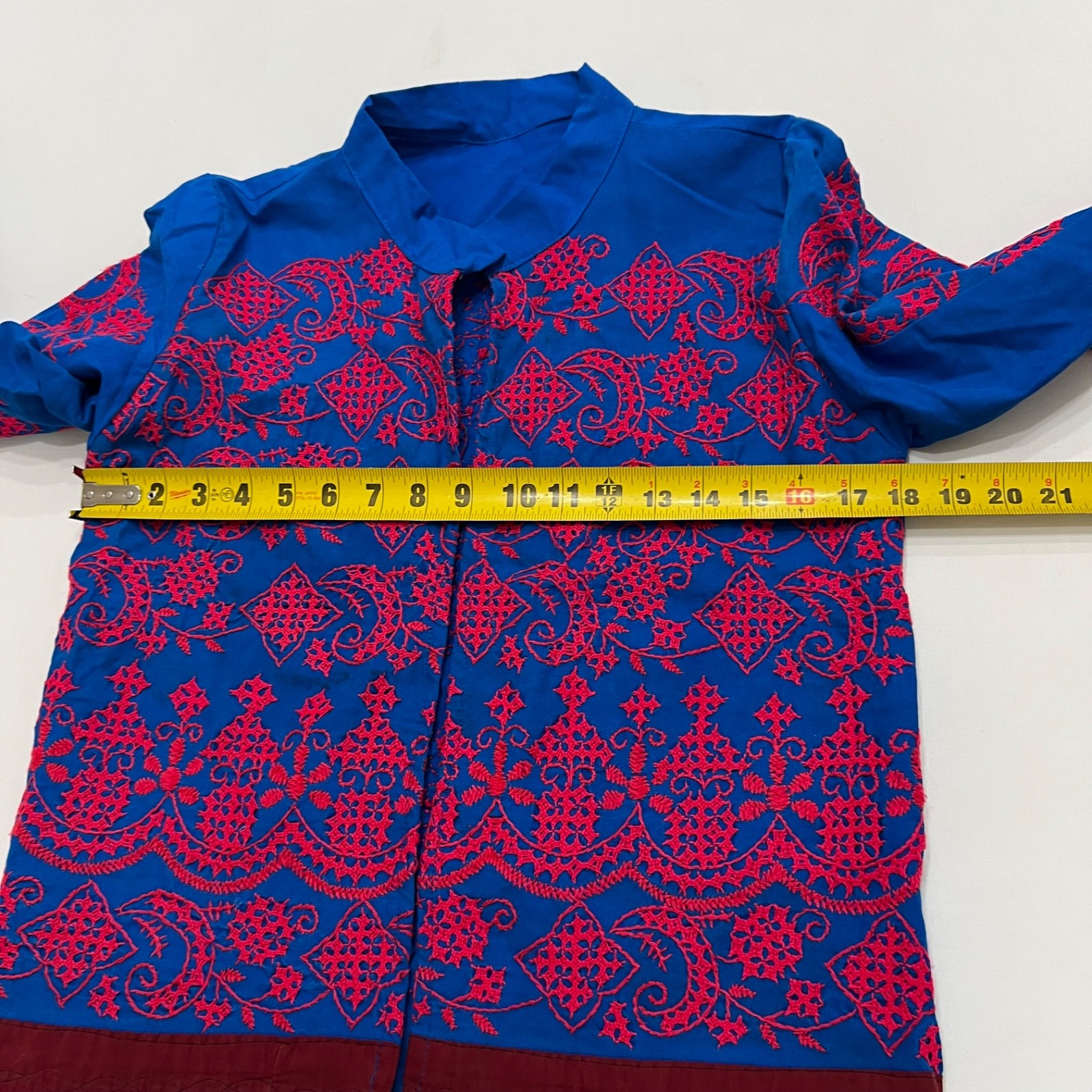 Vintage Embroidered Boho Open Front Jacket Sz Small Colorful Statement Piece
