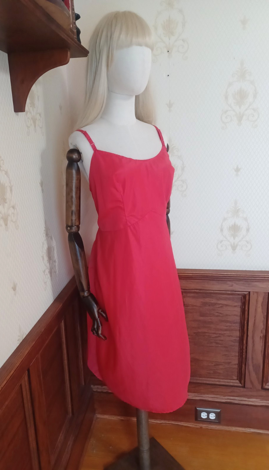 Vintage 1940s/50s Mid-century Red The Snip-It Bombshell Rockabilly Slip Dress 2X
