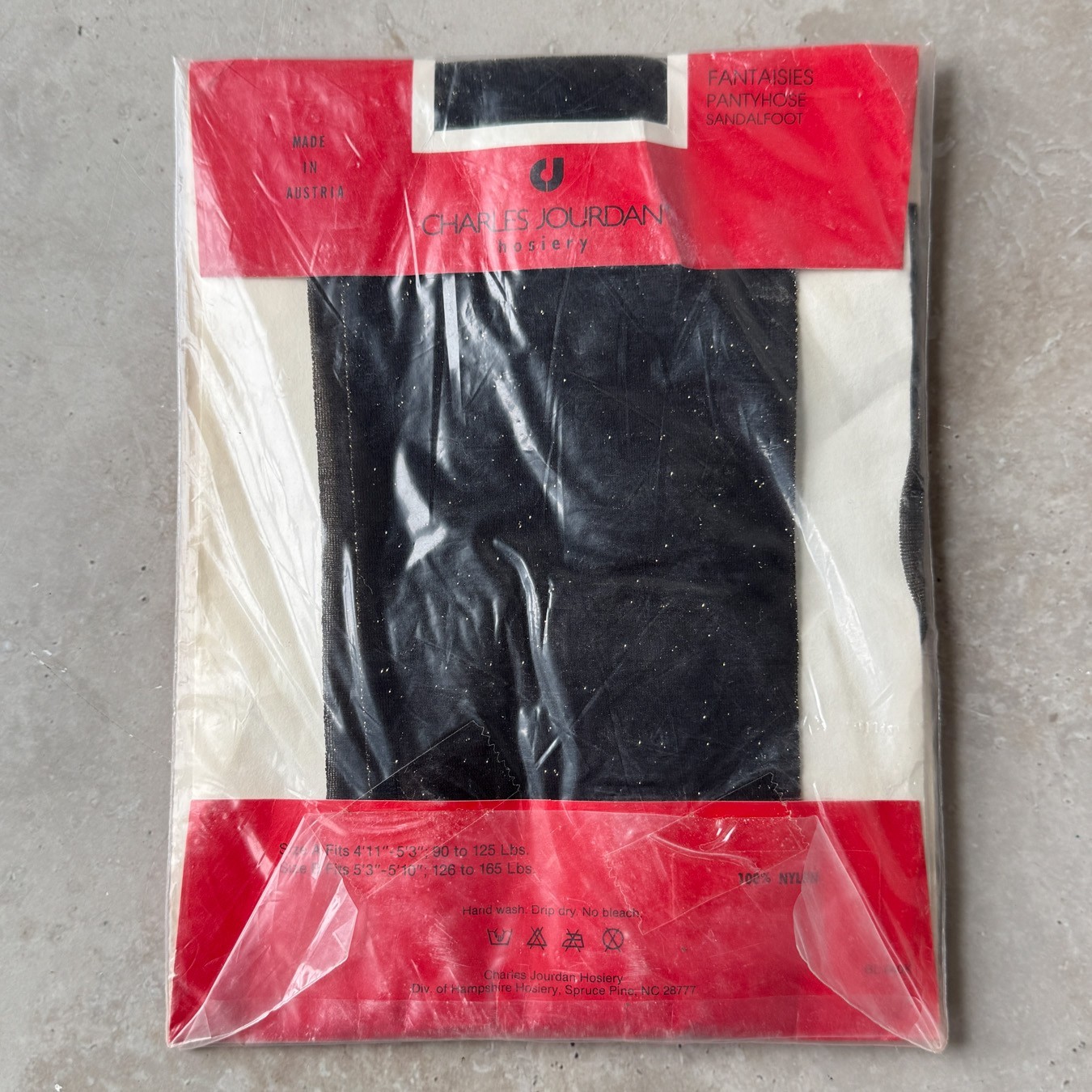 Vtg Charles Jourdan Black Gold Glitter Pantyhose NOS
