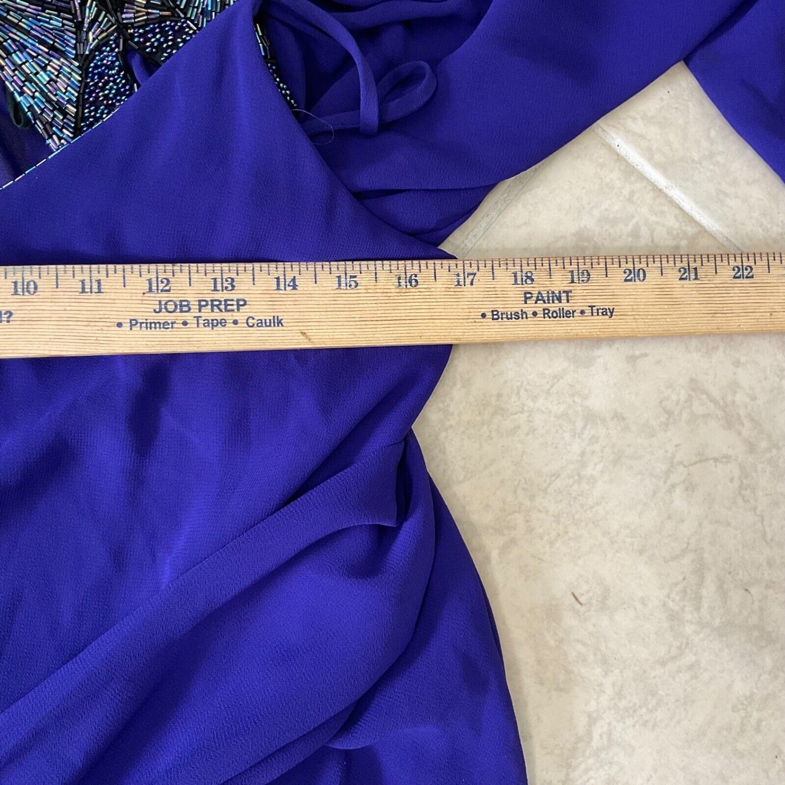 Casadei 1980s Double Layered Formal Dress M/L Purple beaded shoulders Art Deco