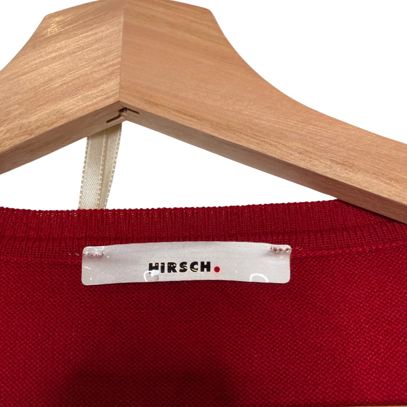 HIRSCH 100% Merino Wool Red Sweater Vintage Cardigan Size 40 Or Medium