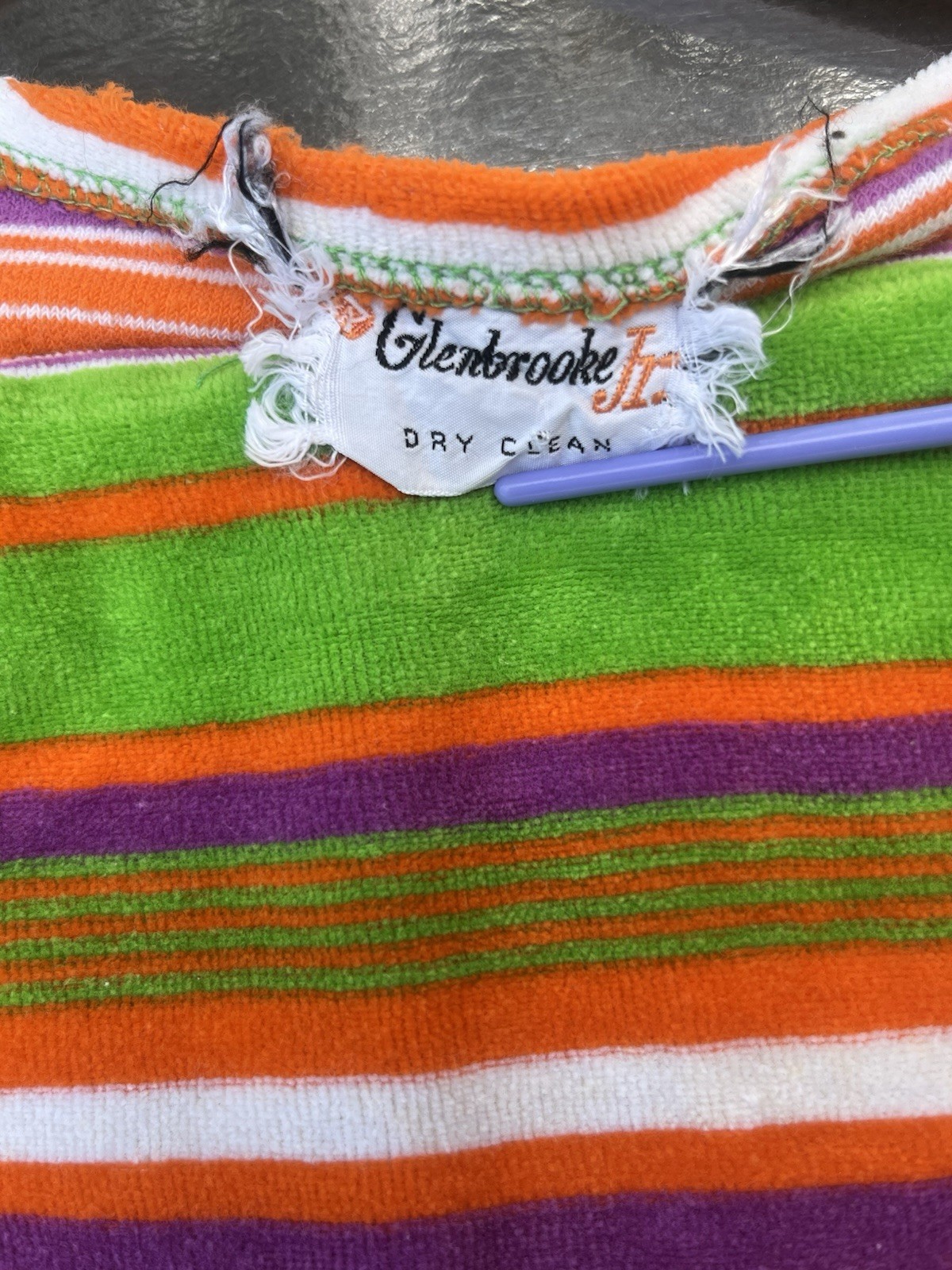 VTG 60s Crop Top Terry Velour Beach Wear Vibrant Stripes Mod Sports Wear S/M