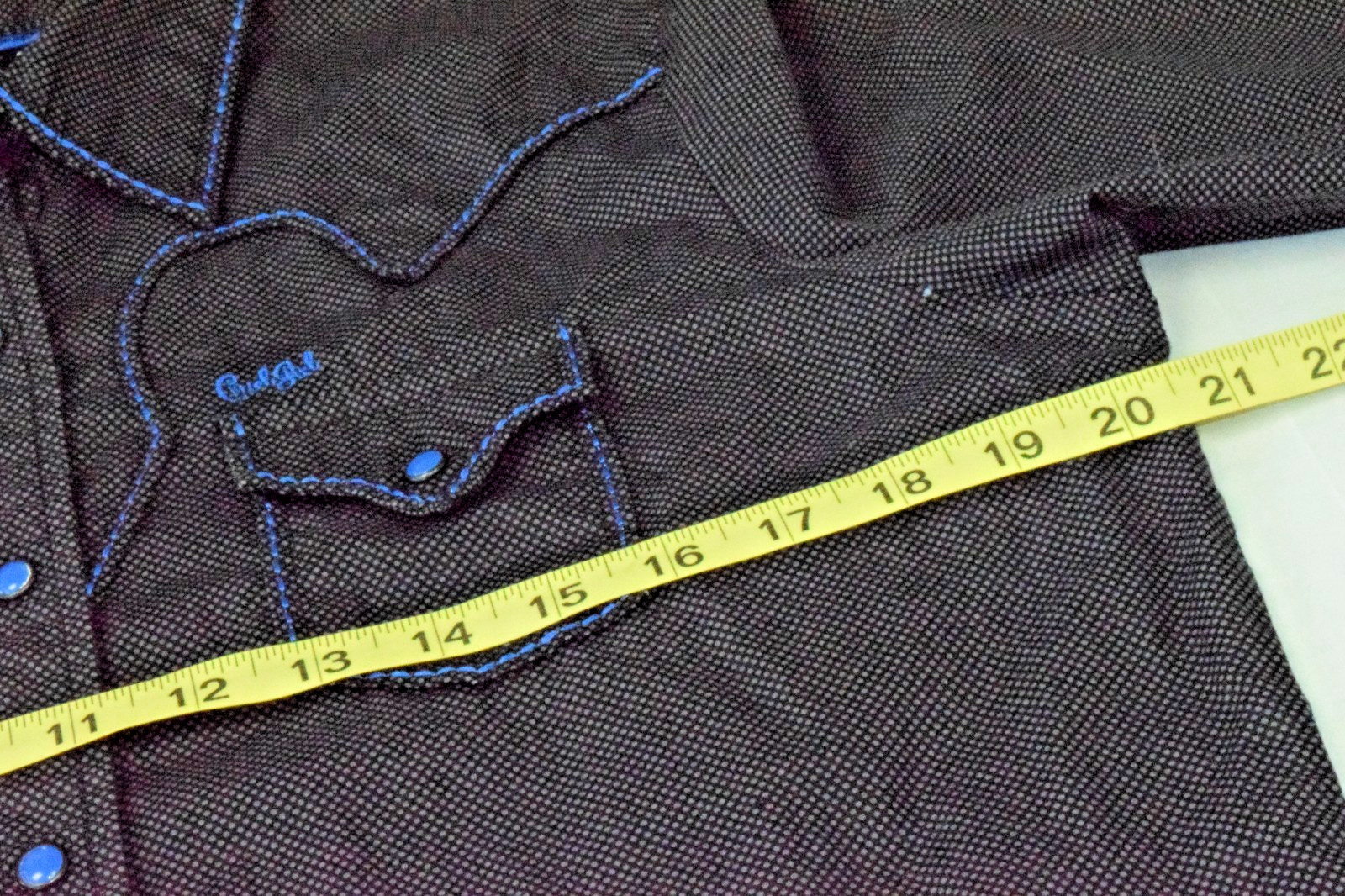 Vintage Western Shirt Cruel Girl Size XL 90s Black Electric Blue Stitch Snaps