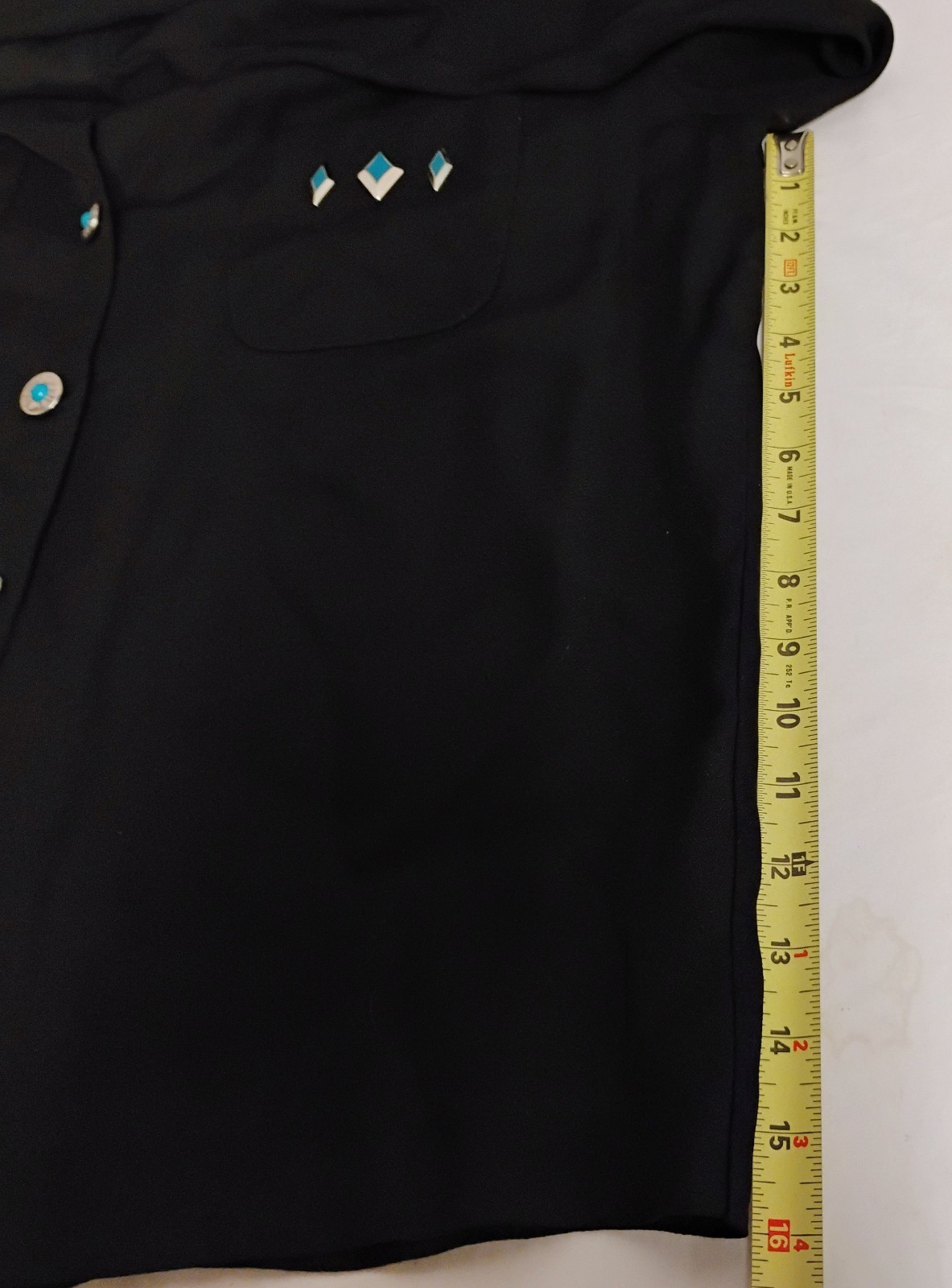 Vintage Criscione New York Cache Western Turquoise Studded Black Blouse Women S
