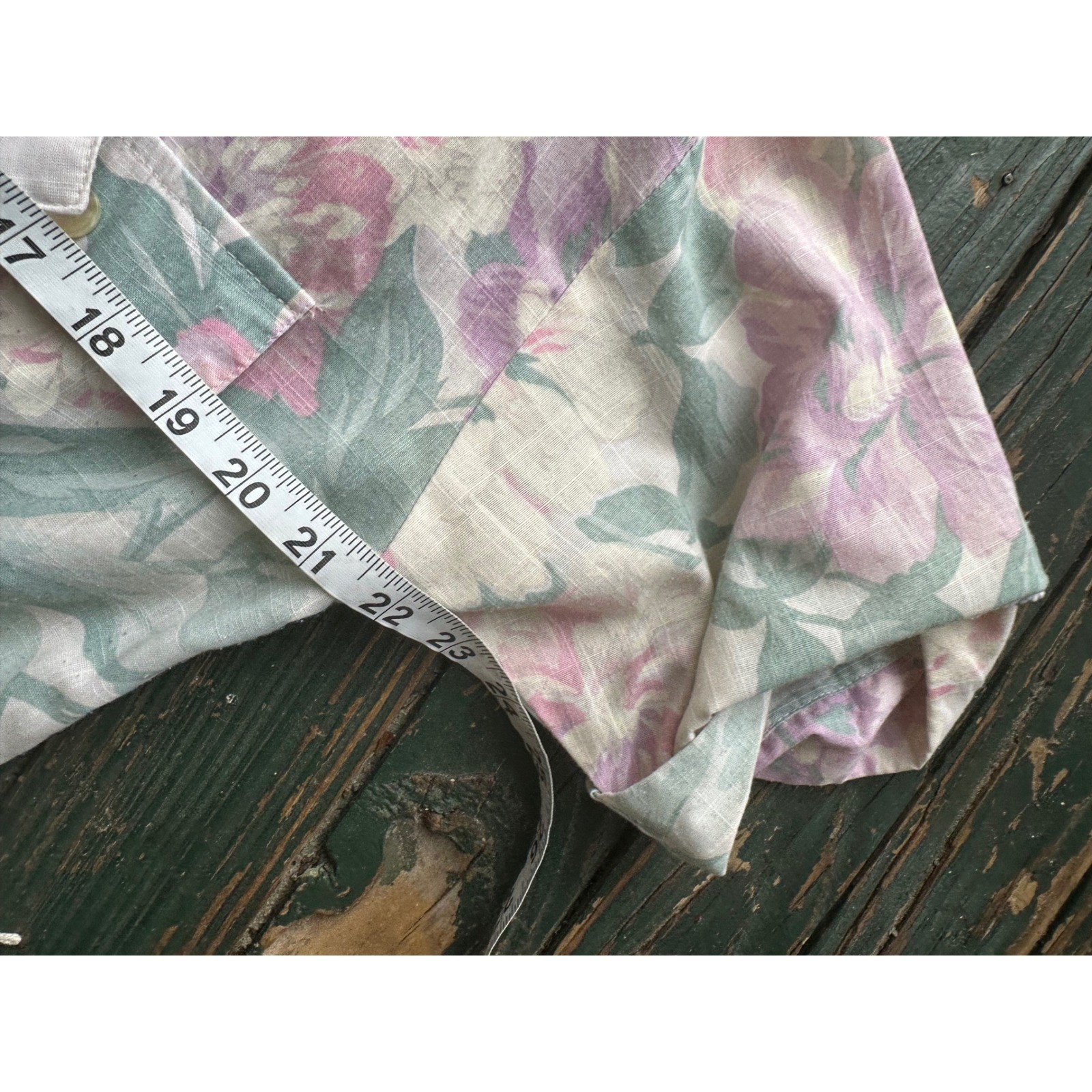 Stuart Alan Petites Vintage Floral Wrap Dress Pastel Purple Green Made in USA