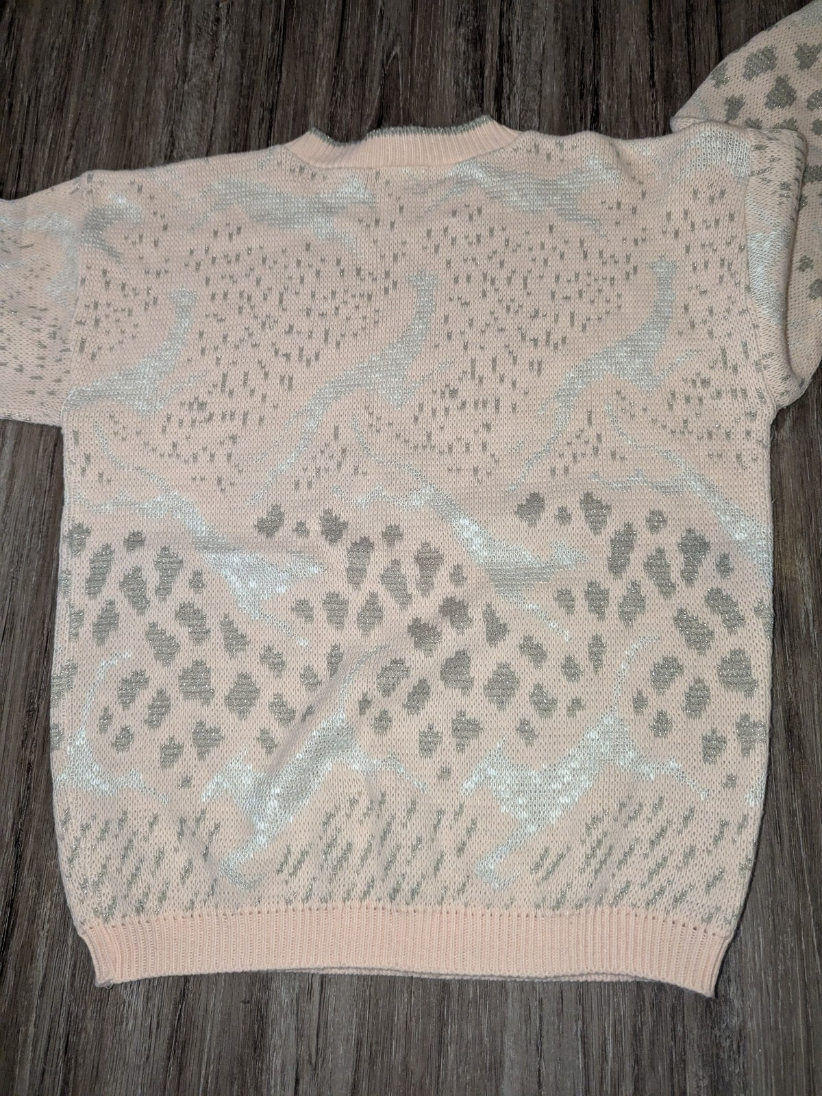 VTG Arielle 80s Pastel Pink Acrylic Sweater Women’s L/XL Animal Print Pullover