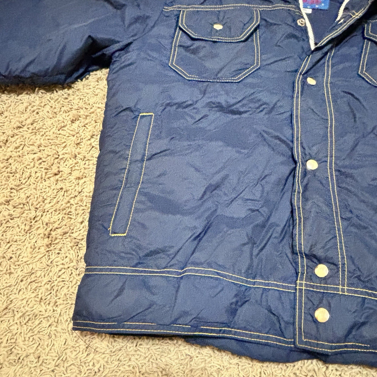 Down Filled Country USA vintage Zip Puffer Jacket blue Women’s XL