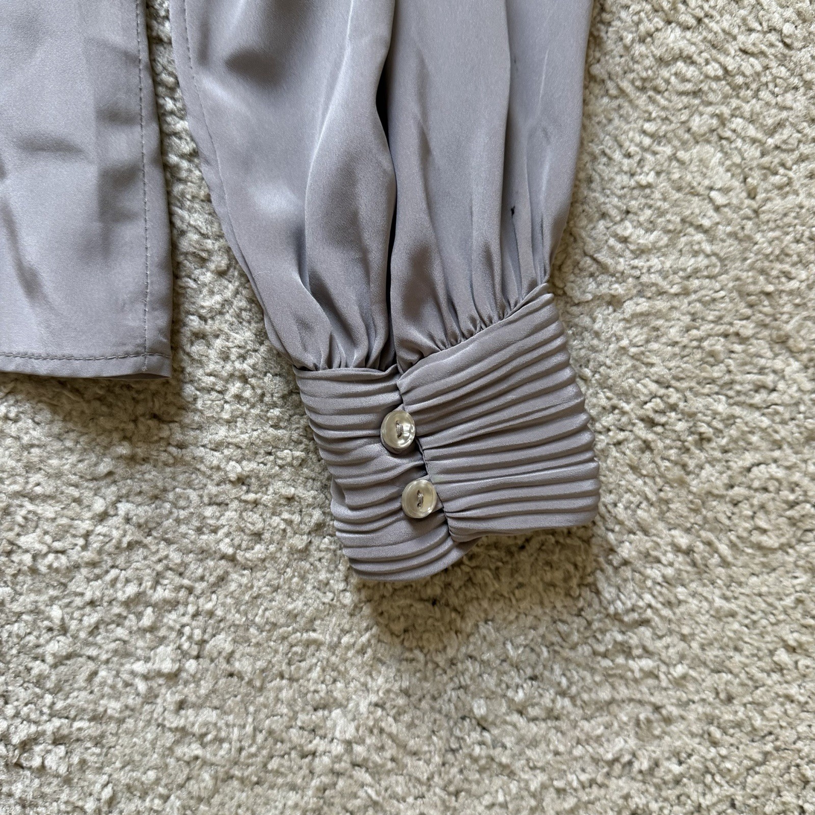 VTG ~ 1980s ~ Helene St. Marie ~ Silver Gray High Neck Blouse ~ Size 12