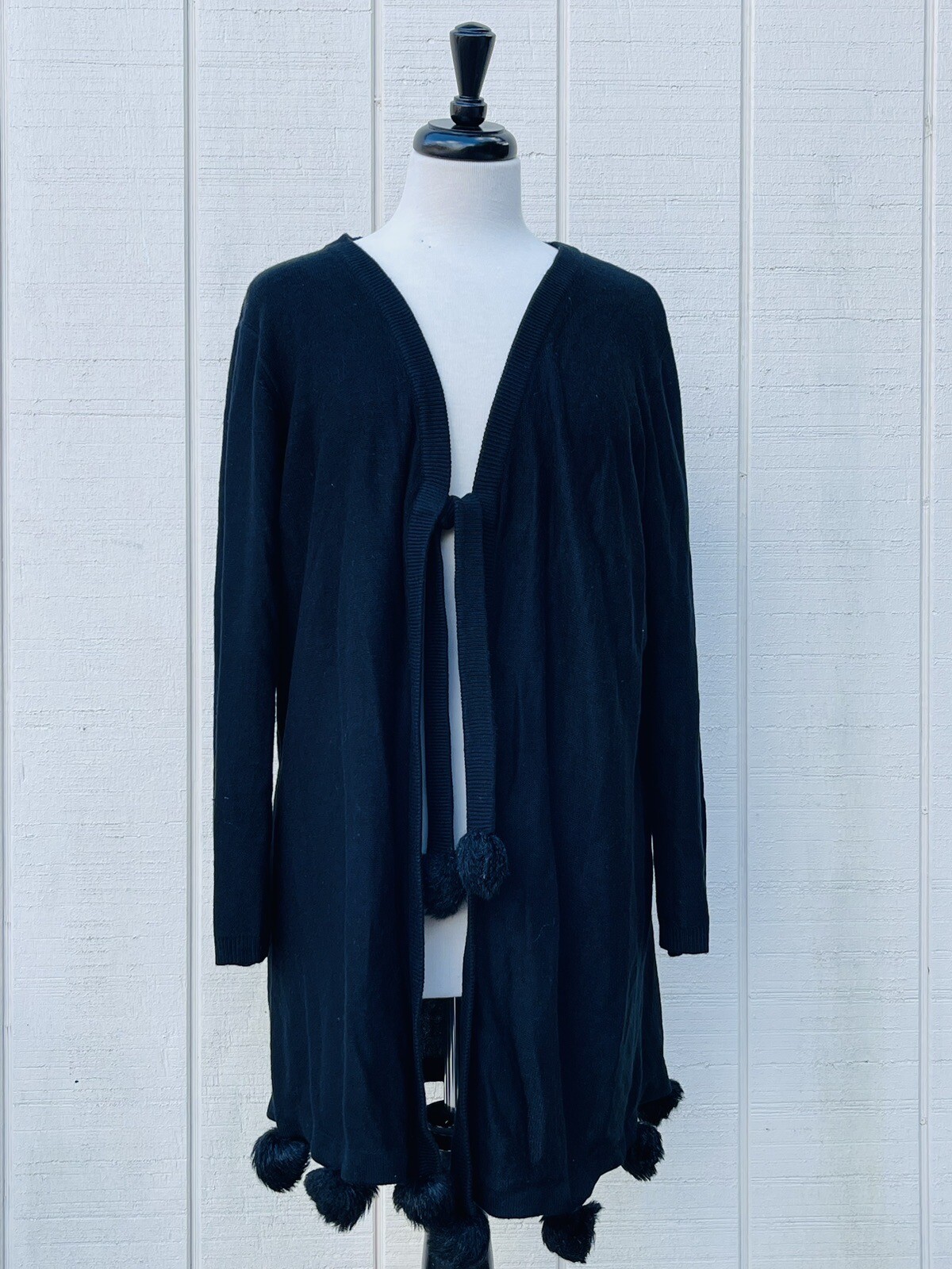 Vintage 1980’s TRIC TRAC by Phyllis Keitlen Black L Cardigan Made In Hong Kong