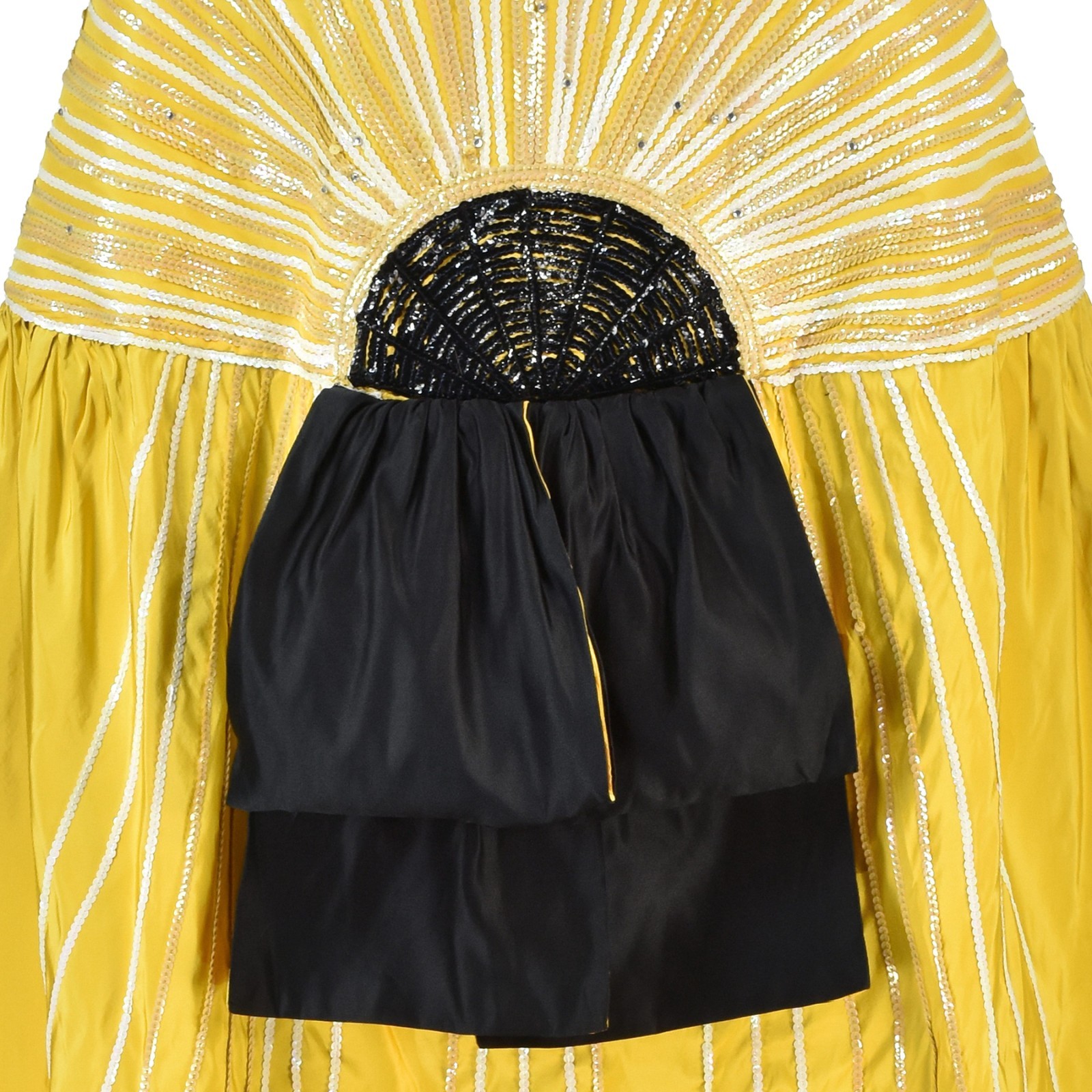 LEE MENICHETTI Golden Yellow Silk Faille Cloak with Black Silk Lining OS