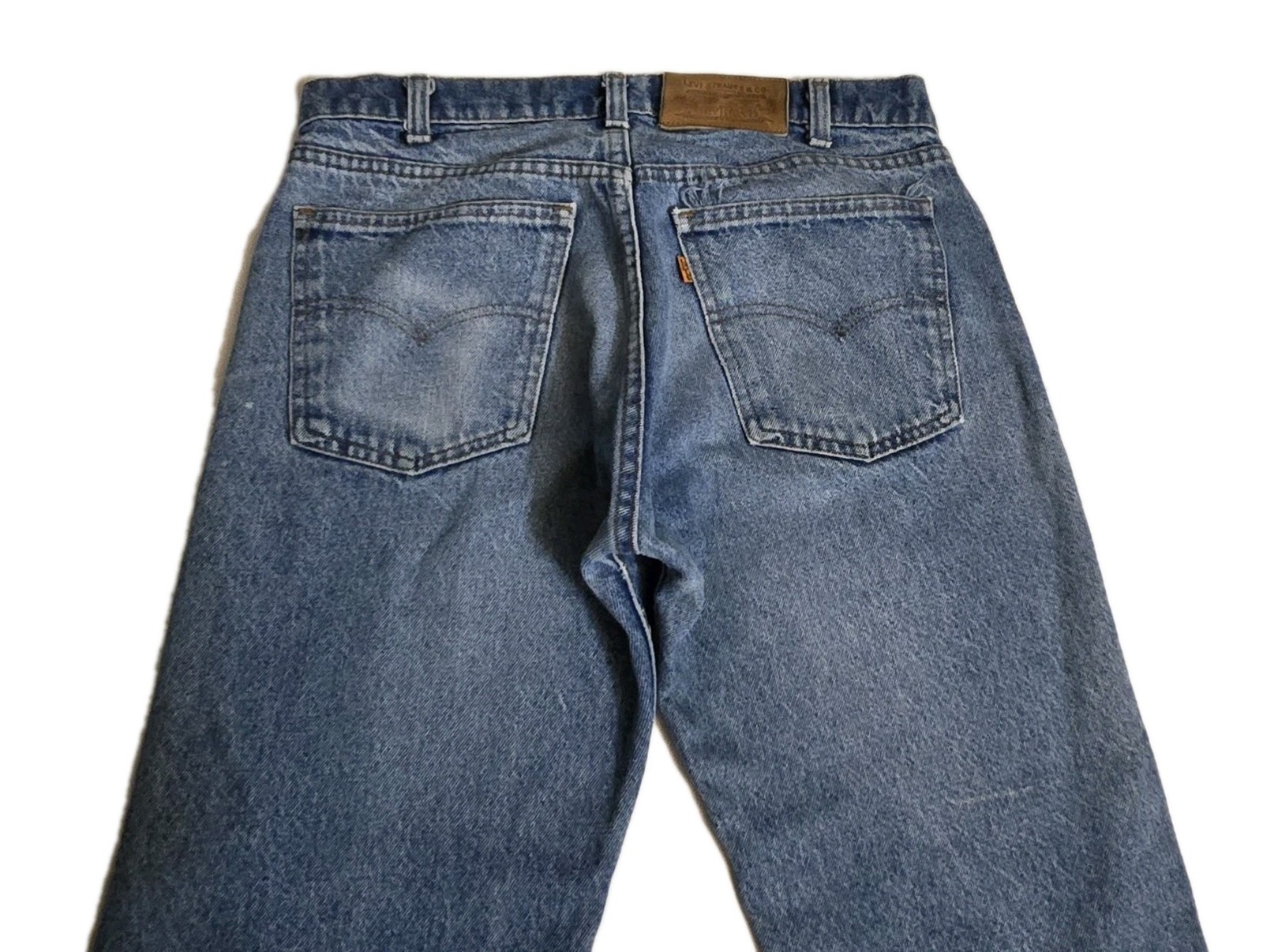 Vintage 80s Levi’s 505 Jeans Orange Tab Frayed Hem 30×27 Straight Leg Made USA