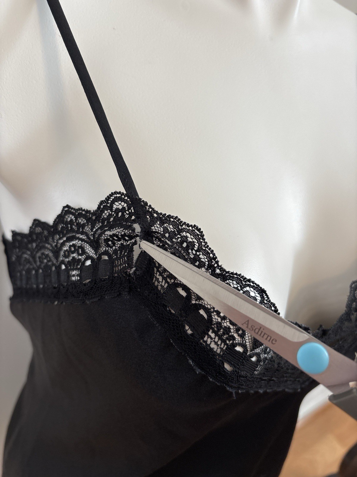 Romance Du Jour Black Lace Slip Dress Large Made in USA Vintage 90s Chemise
