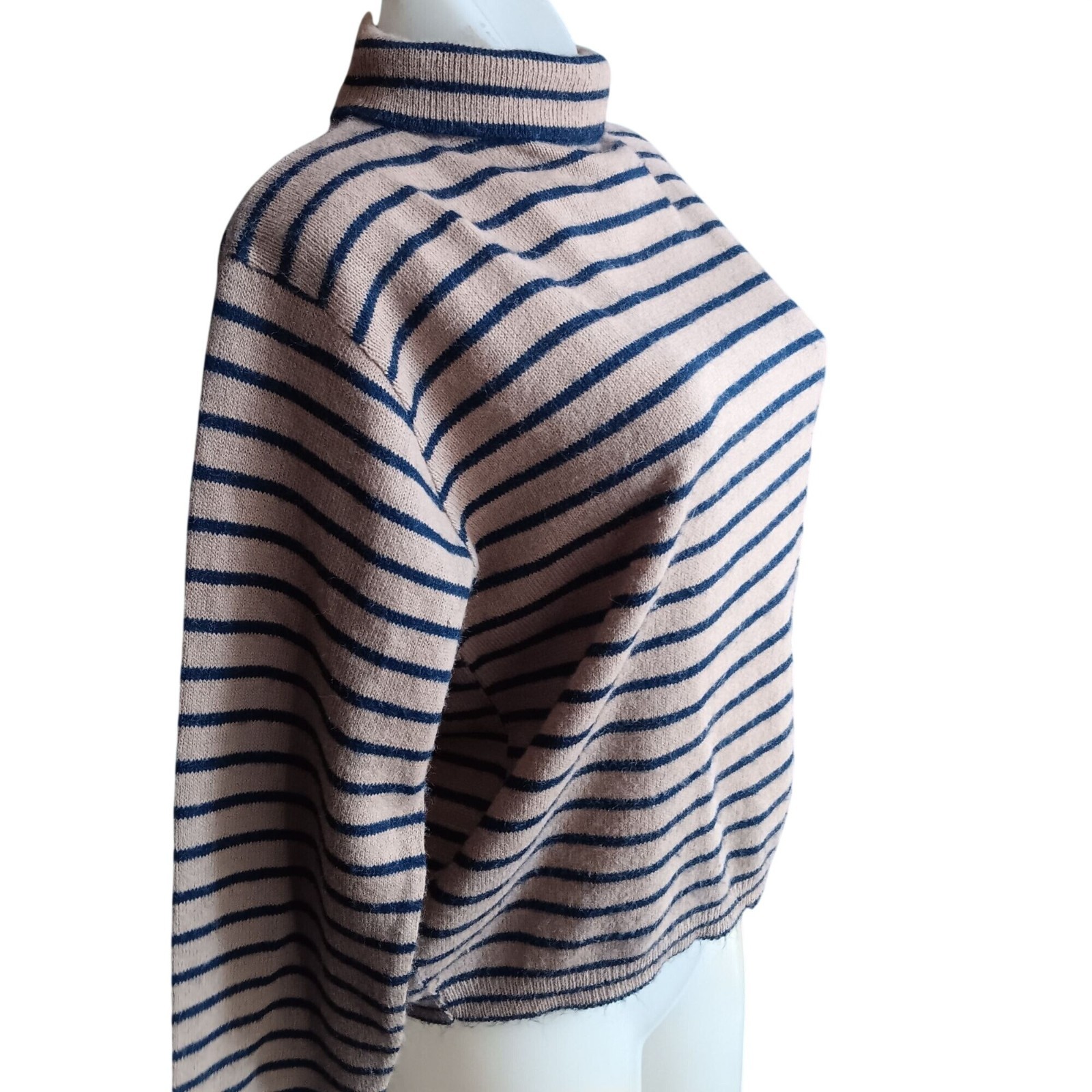Medium Vintage 1960’s Mock Neck Sweater Top Mod Striped Back Zipper Shirt