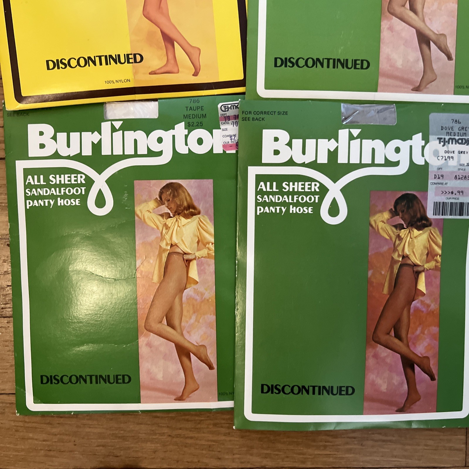 Vintage Burlington Sheer Pantyhose Lot 4 Pairs Dove Grey Taupe Size Medium