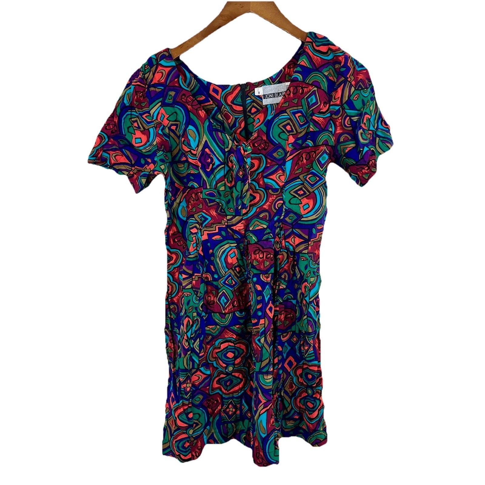 Vintage Joni Blair Vintage 80s Abstract Romper Women’s Size 5 Colorful Tie Front