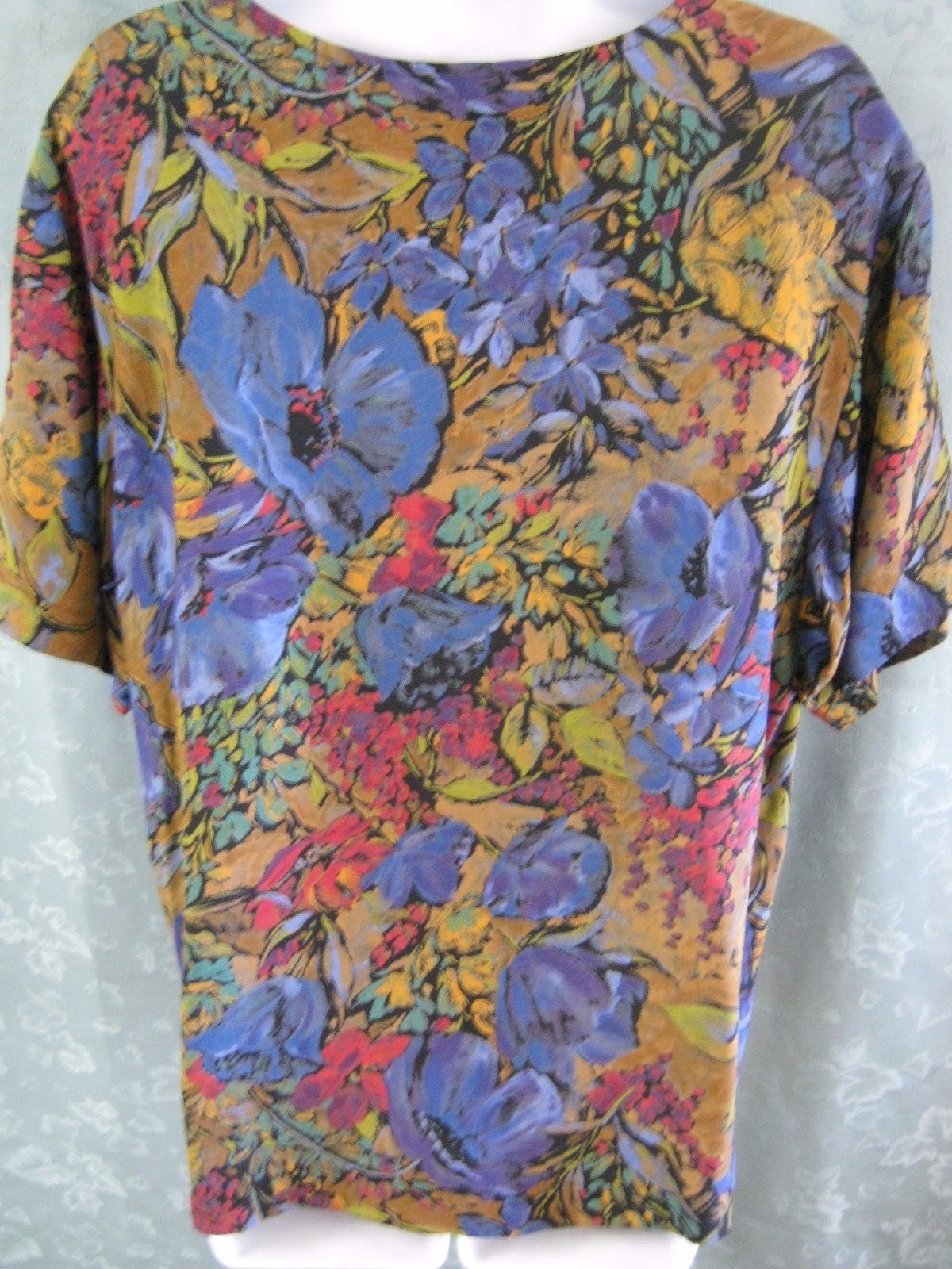 Vintage 90’s Karen Kane Blouse Size 8 Floral Print Collarless Top