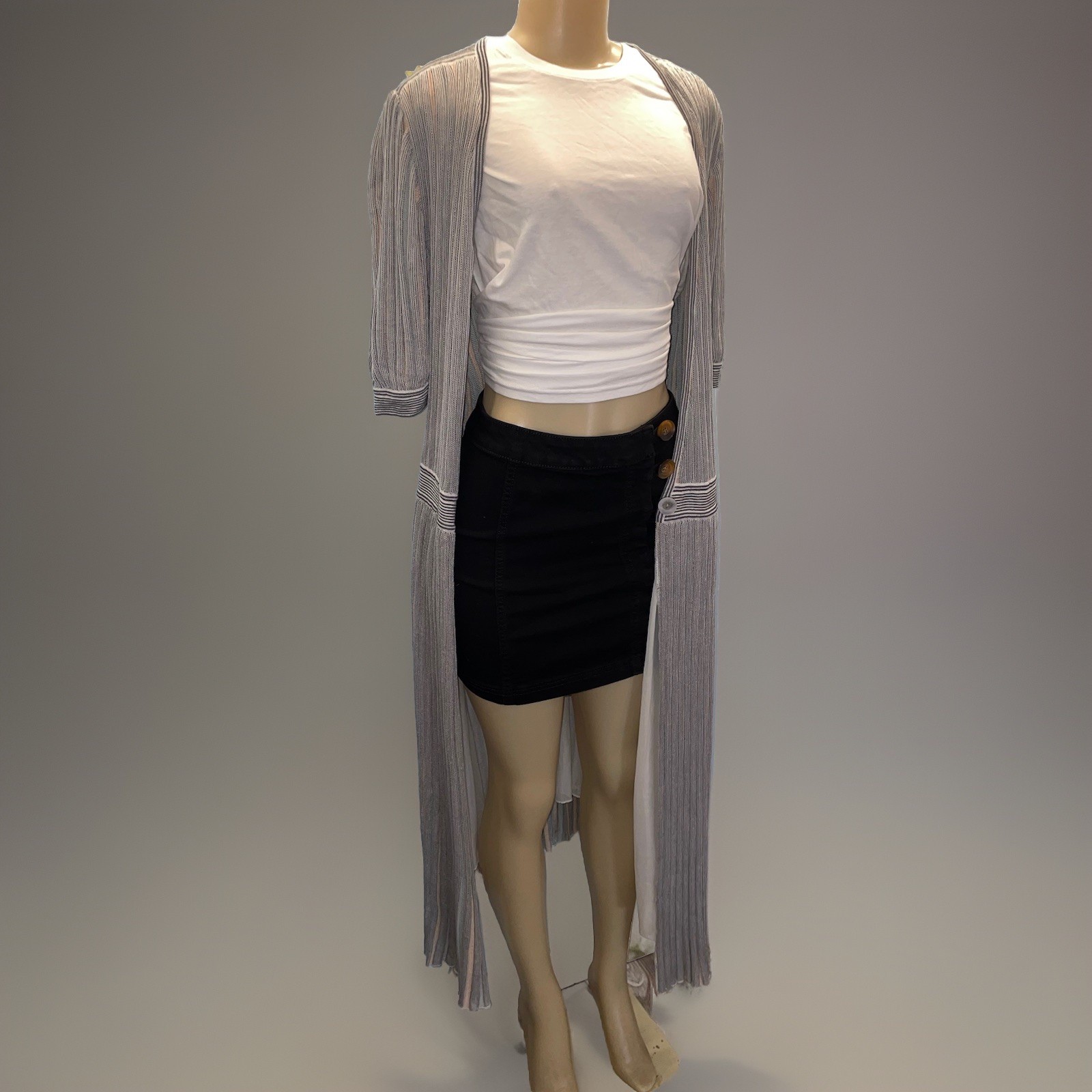 Vintage 1970s Albert Nipon Italy Knit Wrap Dress Short Sleeve Pleated Duster 6