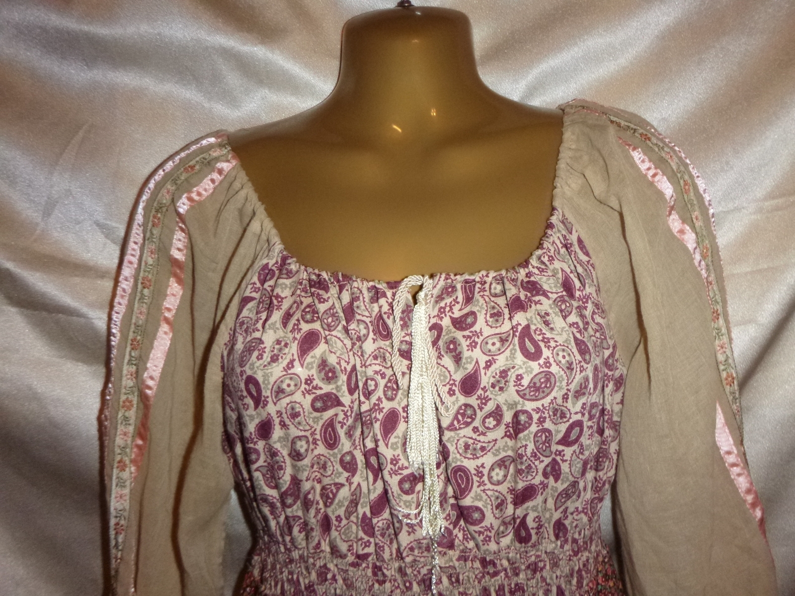Vintage Young Edwardian Dress ARPEJA Pink Brown Calico Prairie 70’s sz 5