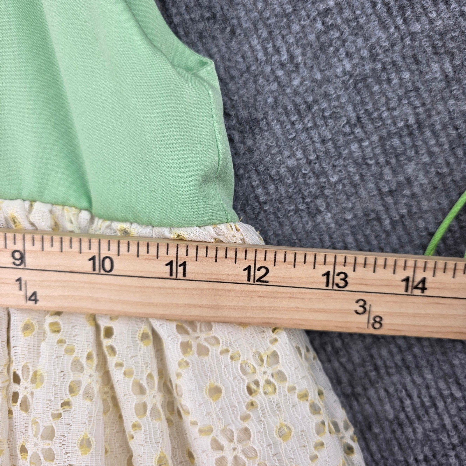 Vintage Mint Green and Cream Eyelet Lace Halter Maxi Dress with Matching Bag