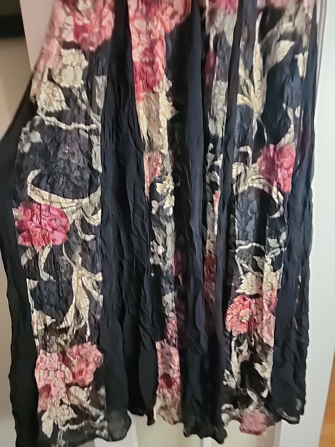 Vintage 90s Starina Sz Small Black Floral Lace Maxi Dress Boho Cottagecore