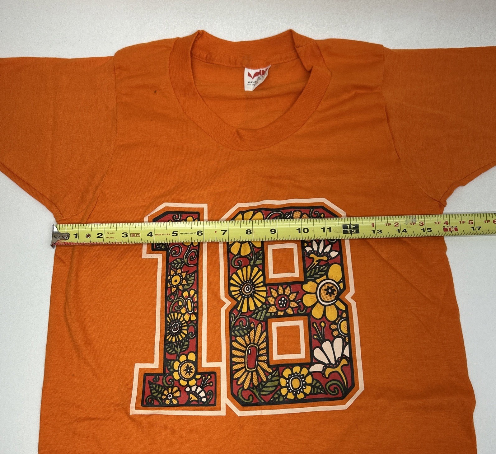 Vtg 80-90s #18 Floral Design Varsity House T-shirt Sleepwear Size Women’s M