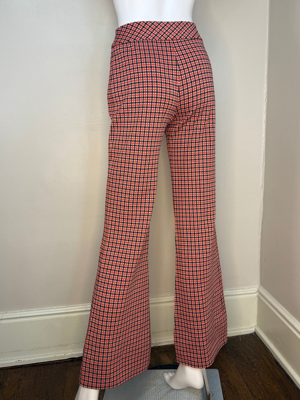Vtg 1970s Plaid Flare Leg Double Knit Slacks Corinth Street 70s Bell Bottom Pant