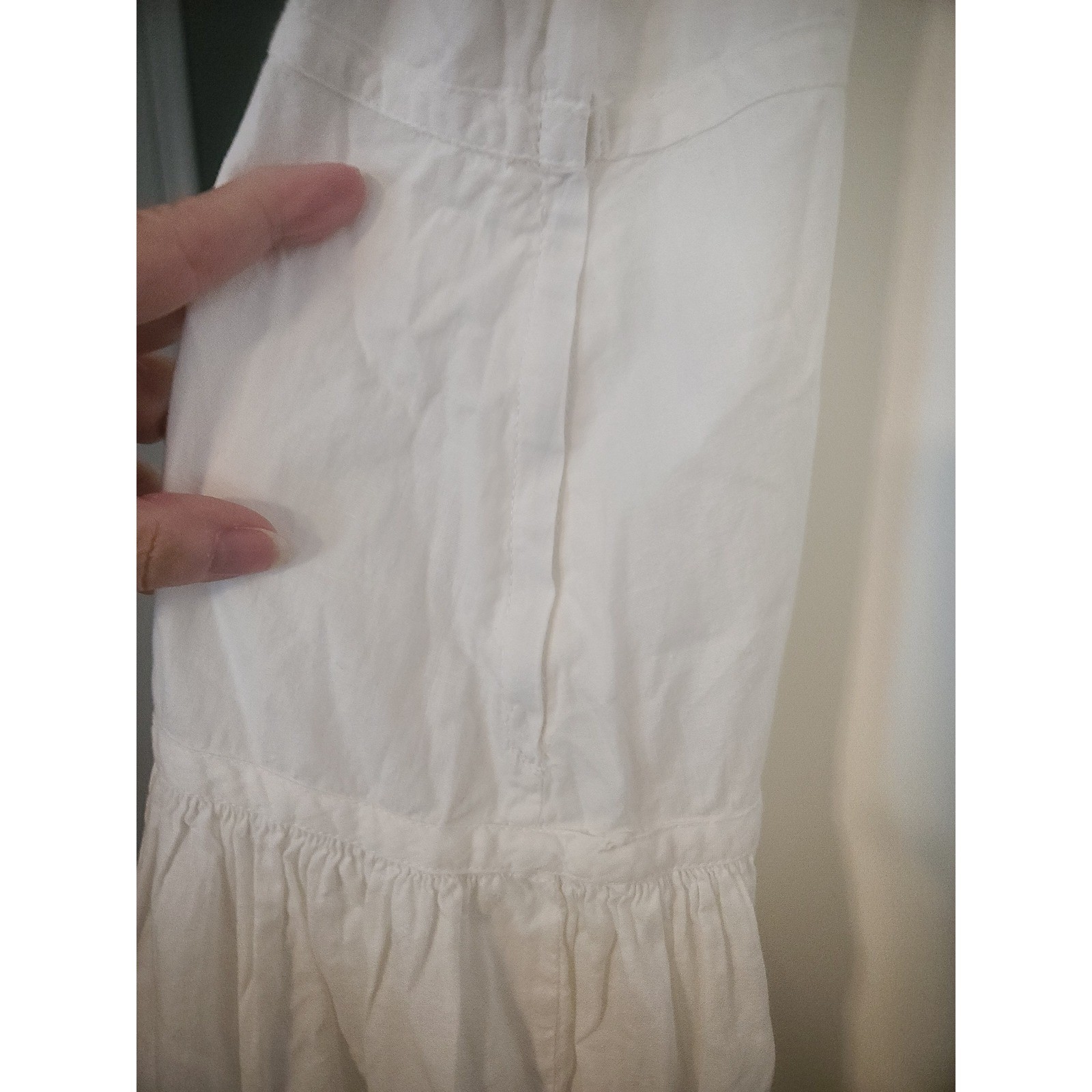 Vintage White Cotton Eyelet Lace slip gown Tiered Ruffle Hem Spaghetti Strap