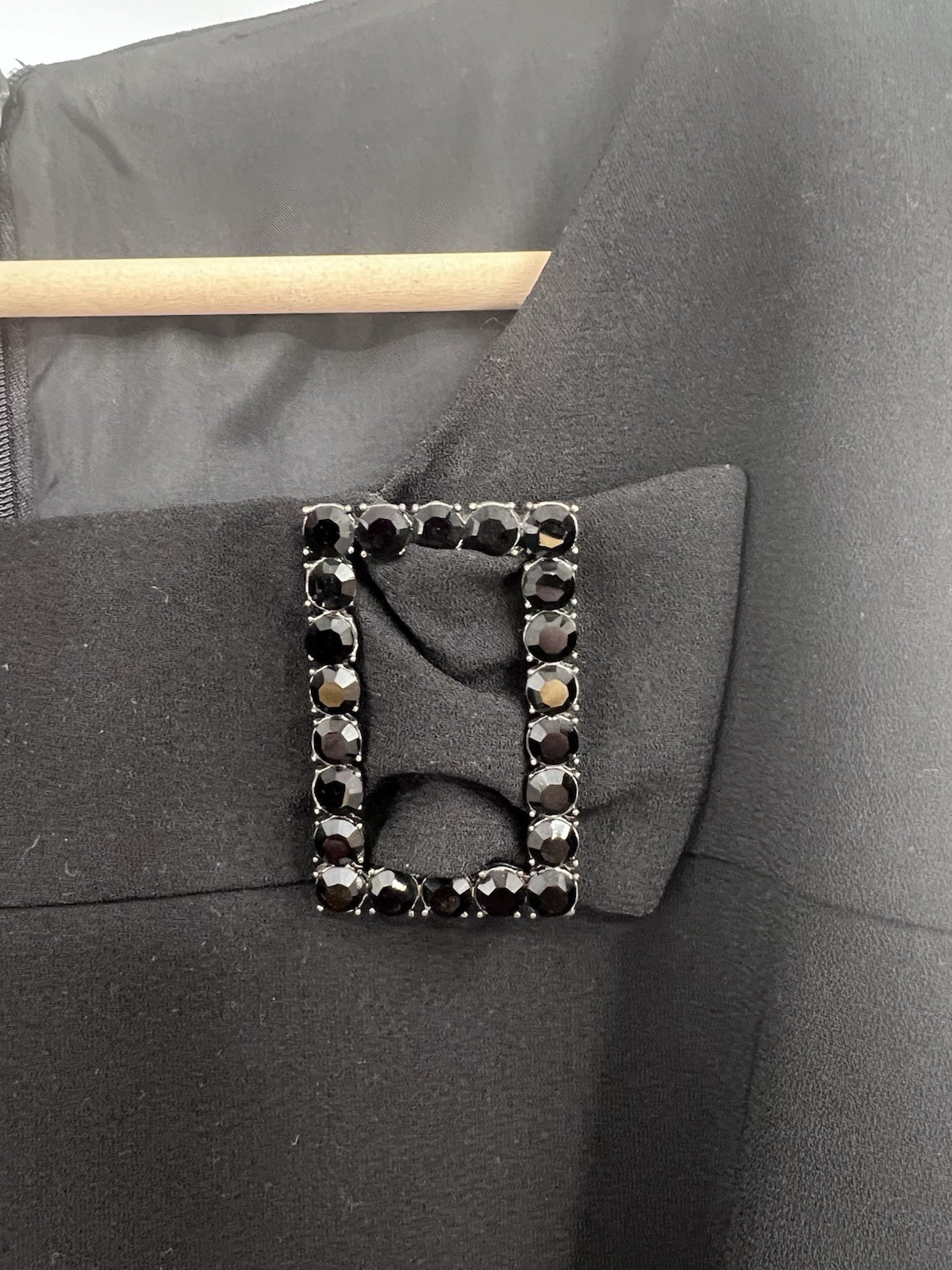 Vintage 90s Donna Ricco Black Shift Dress Rhinestone Buckle Detail Size 14 LBD