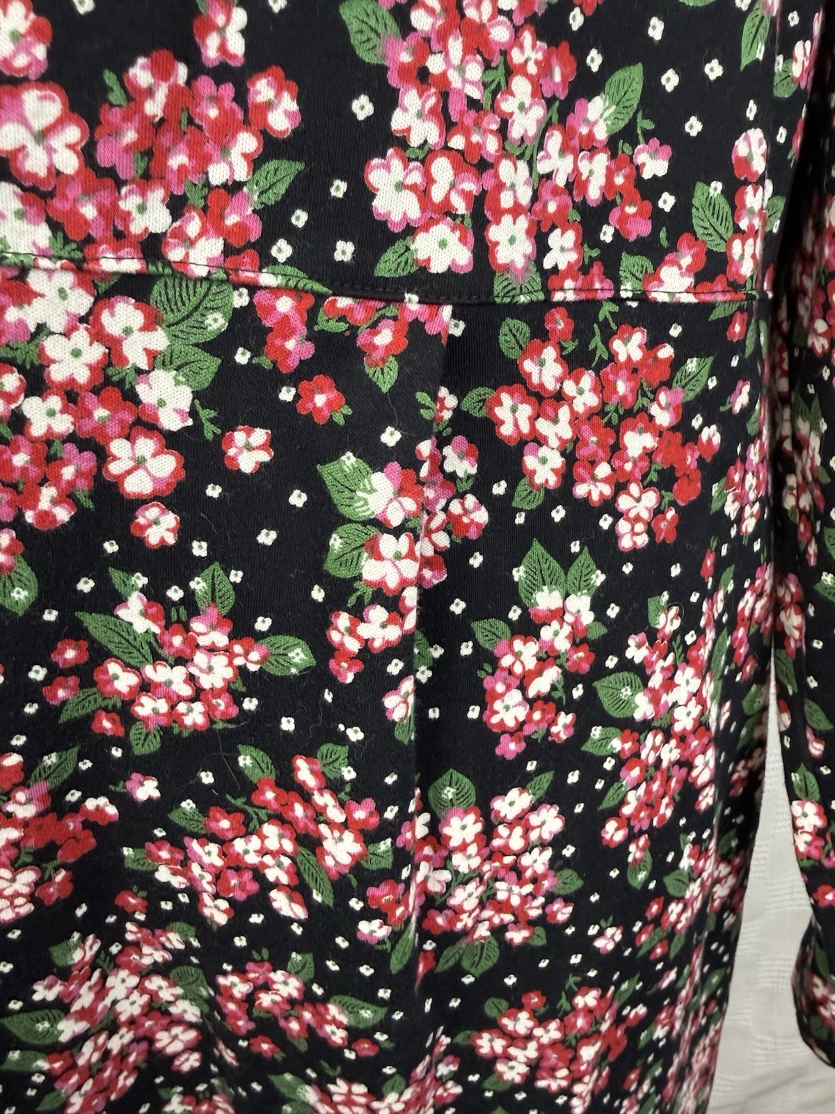 VTG Hanna Anderson Pink Floral Midi Dress Women L Long Sleeve USA Pockets Modest