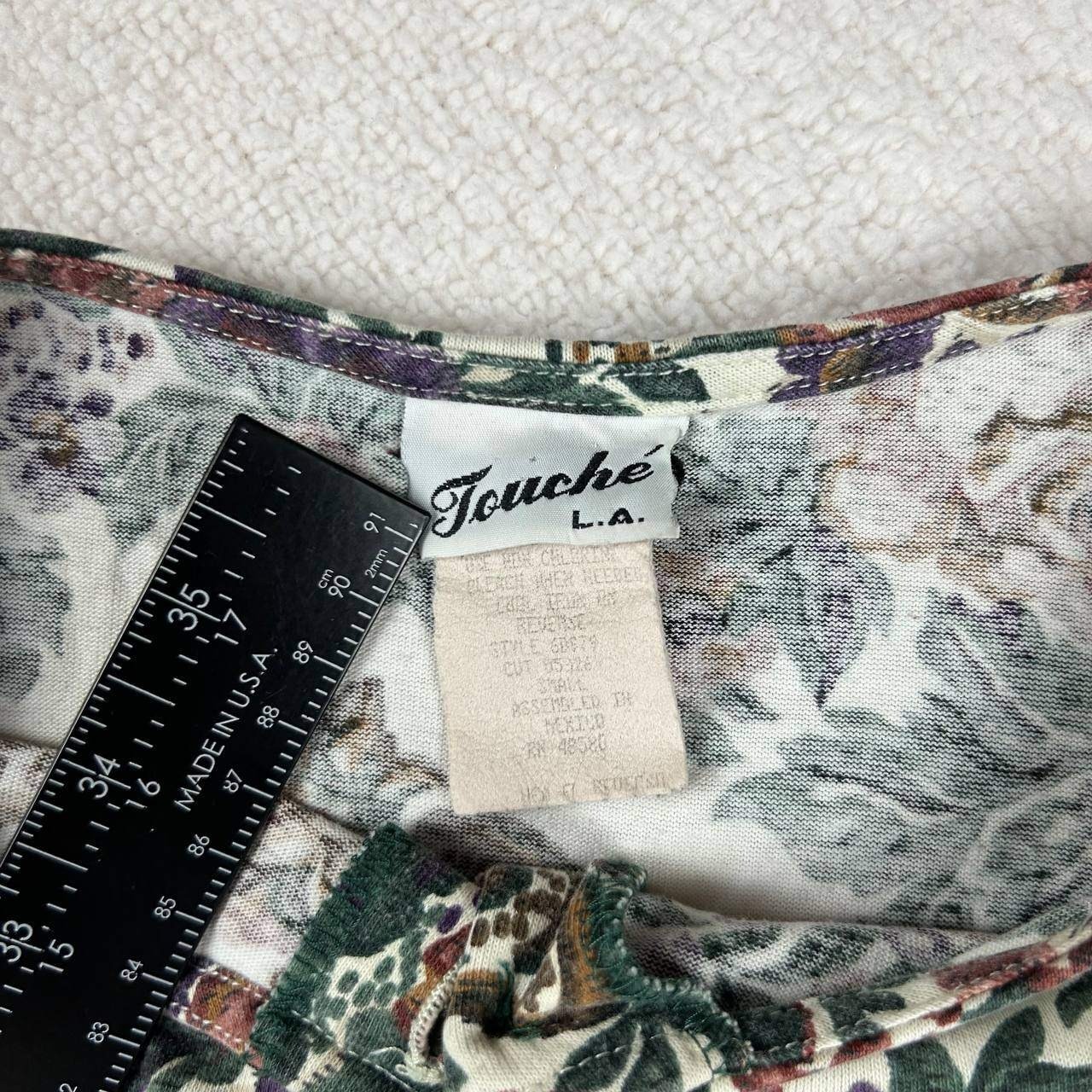 Vintage 80s 90s Touche LA Floral AOP 1/4 Sleeve Button Shirt Women’s Size Small