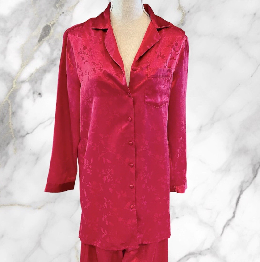 Vintage Red Satin Finish Pajama Set by Inner Most Size S